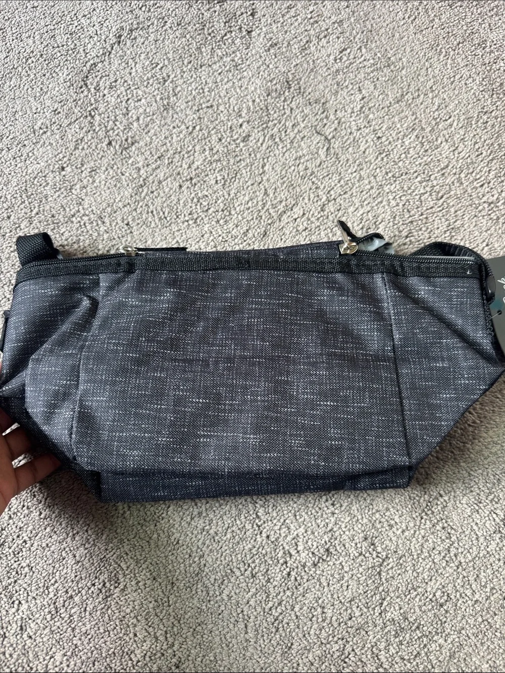 Polar Pack Insulated 6 Can Cooler Lunch Bag Black Gray Portable Tote